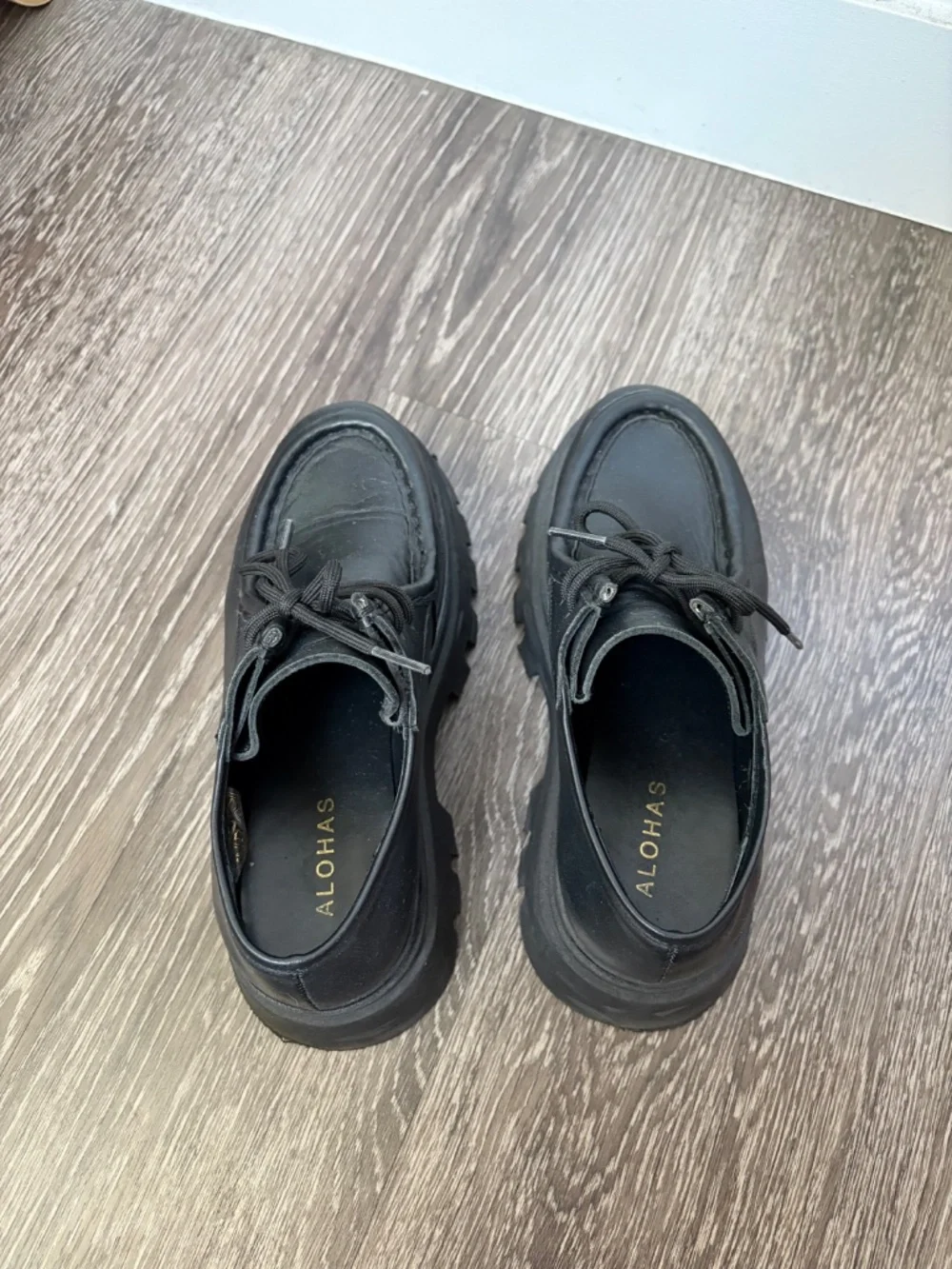 Alohas Black Platform Loafers Size 6